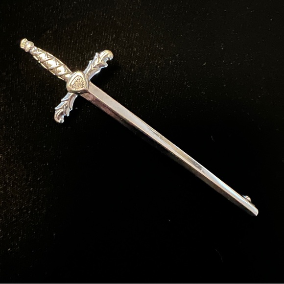Vintage Other - Sword Shaped Kilt Pin men’s Kilt Accessory Claymore 4” Sturdy Silver Tone